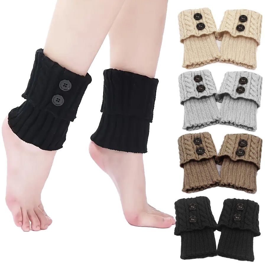 Short Boot Sock Sleeves,Button Detail Leg Warmers,Crochet Knitted Boot Leg Warmers Socks, Women's Stockings & Hosiery