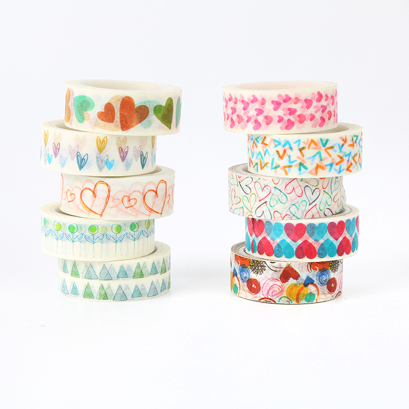 DIY Love Heart Washi Tape Paper Decorative Adhesive Tape Masking Tapes Stickers Size 15mm*5m For Scrapbook School Office Supply