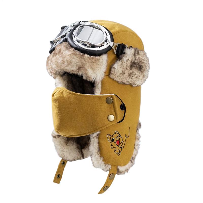 Thermal Trapper Hat For Men Windproof Hunter Hat For Men Winter Warm Trapper Hat With Goggles Earmuffs Face Cover For Cycling