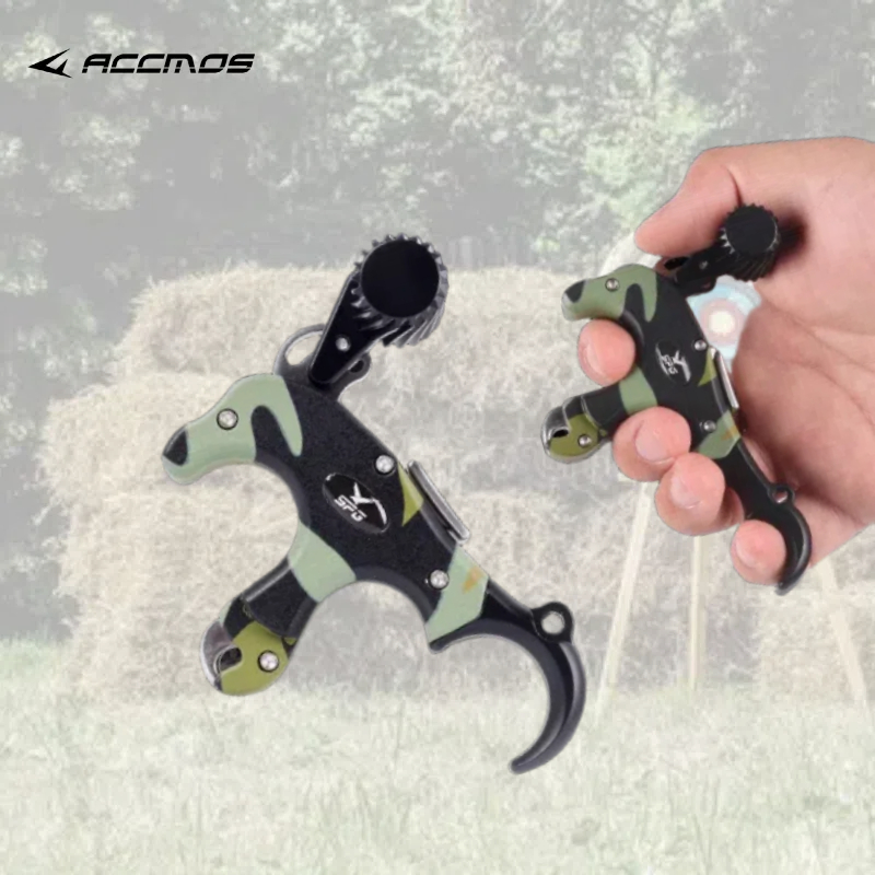 SPG Compound Bow Release 3/4 Finger Interchangeable Grip Hand Held Release Archery Shooting Training Accessories