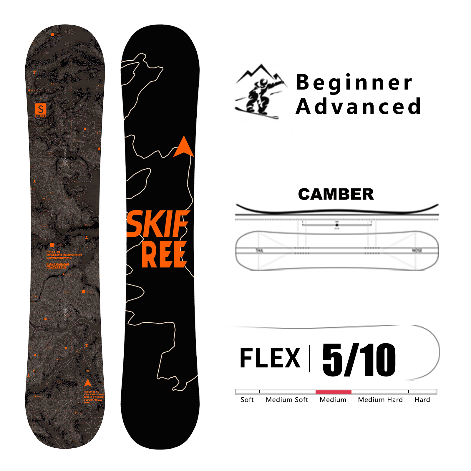 SKIFREE Snowboard ANLIU 150cm/153cm/156cm/160cm/163cm