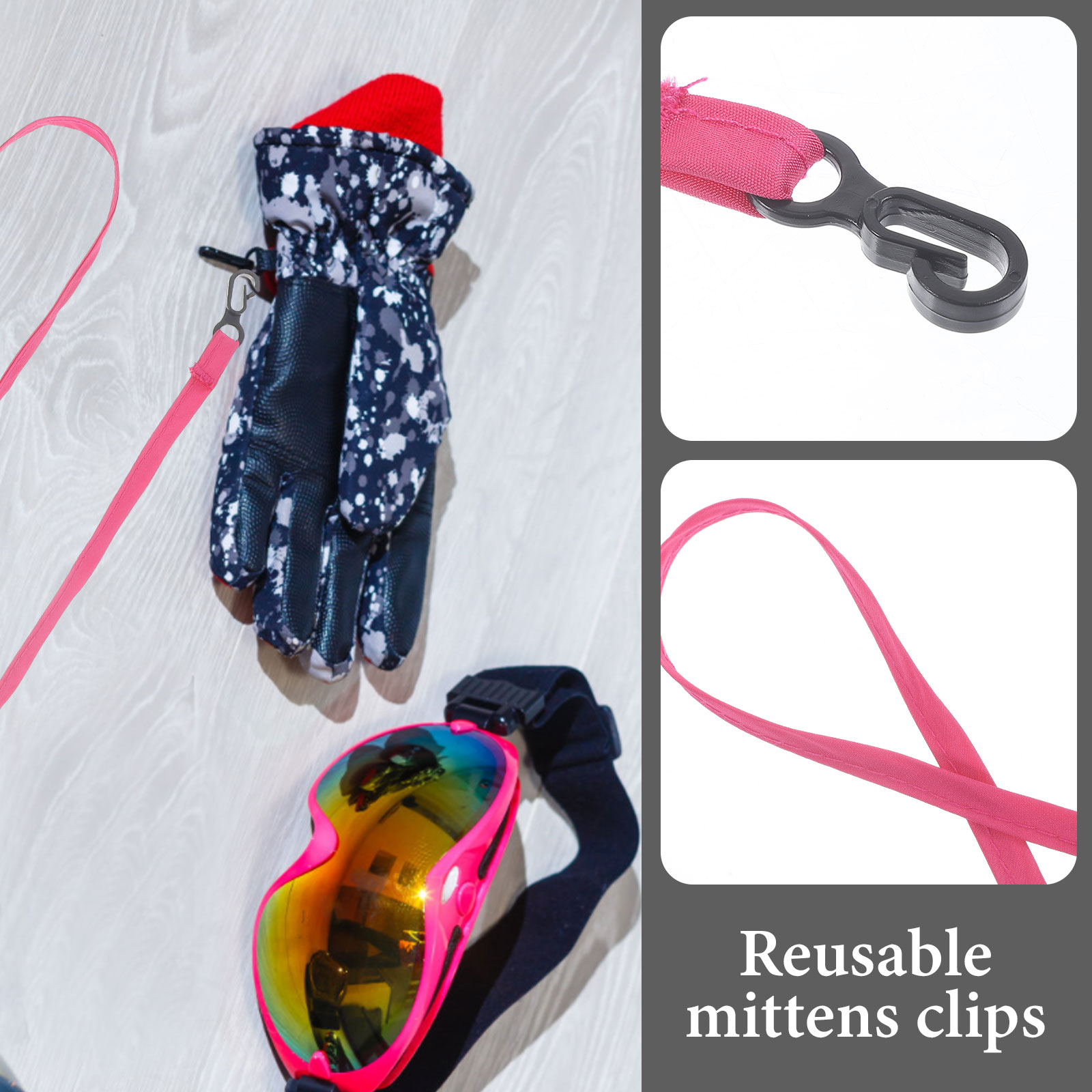 2Pcs Anti lost Strap Reusable Gloves Holder Clips Ropes Nylon Winter Mittens Portable Gloves Holder Strap