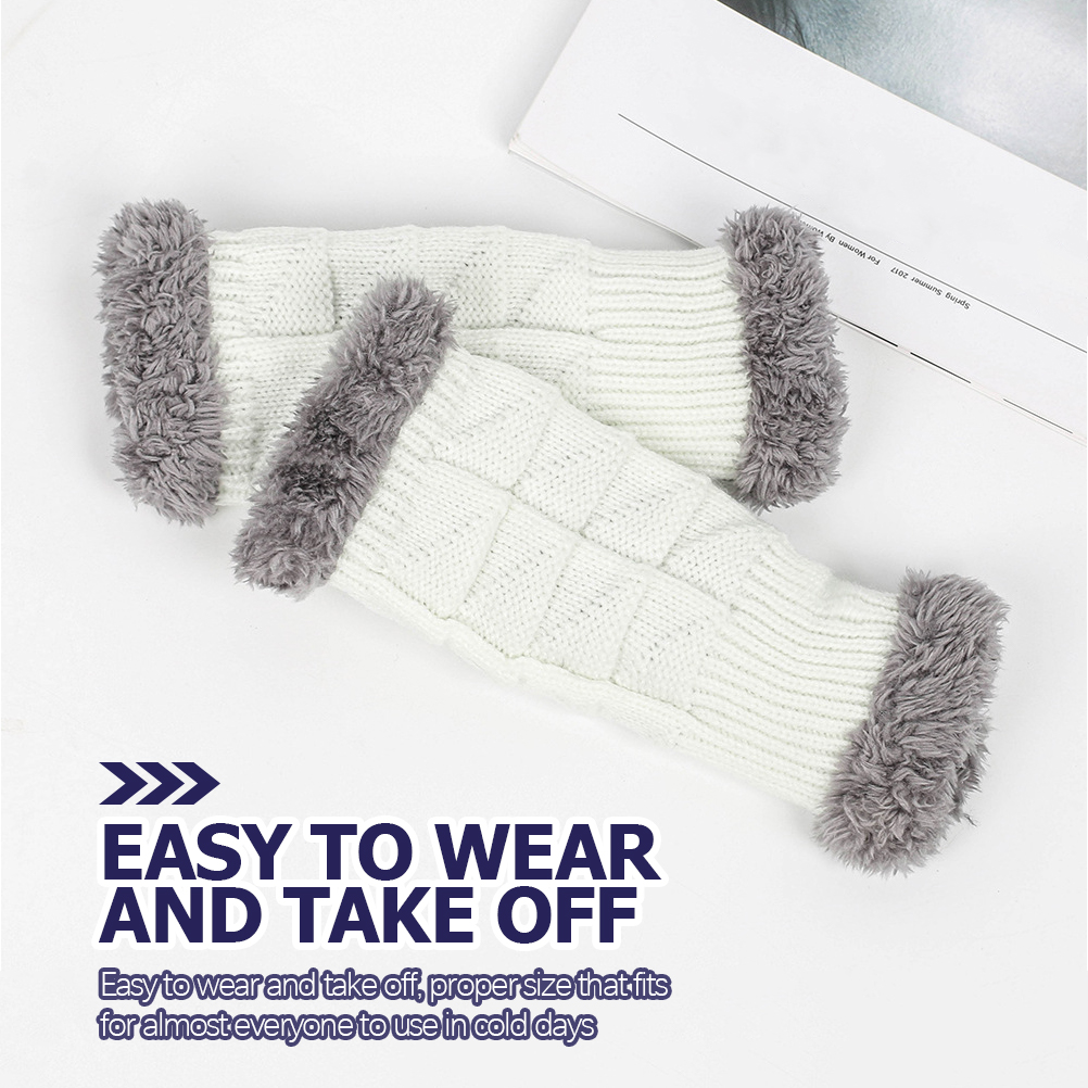 Winter Gloves Hand Holding Mittens Long Thermal Half-finger Knitted Warm Female Fingerless Hollow Out