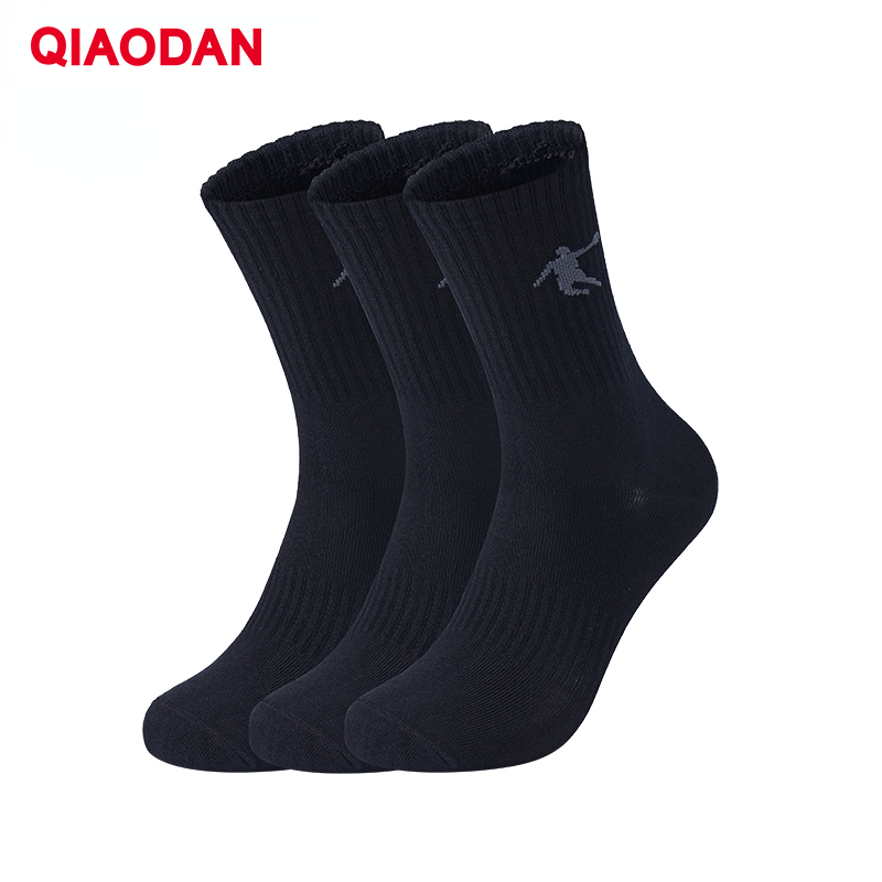 QIAODAN Three Pairs Running Socks for Men 2024 New High Quality Breathable Sweat-Absorbant Casual Comfortable Socks EWA13221818