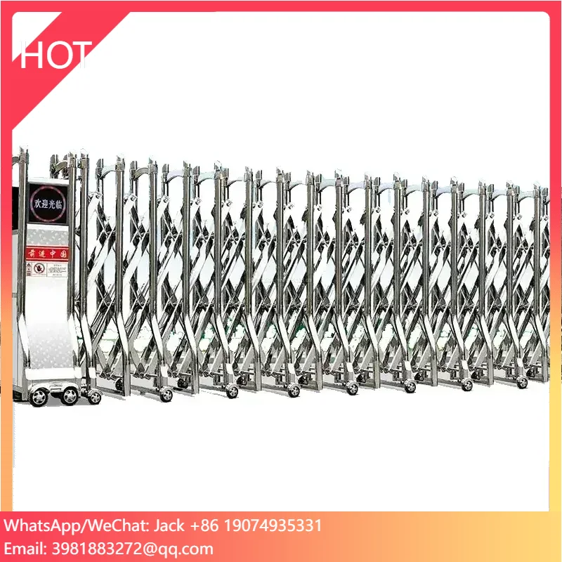 Motorized 304 stainless steel automatic sliding retractable industrial main entrance driveway outdoor safety gate