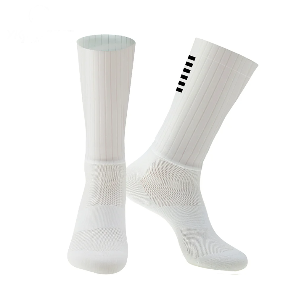 Anti Slip Silicone Aero Socks Whiteline Cycling Socks Men Bicycle Sport Running Bike Socks