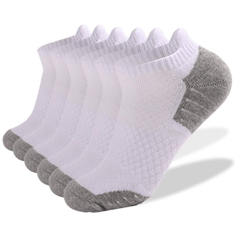 6 Pairs Men Sport Socks Outdoor Breathable Cotton Moisture Wicking Cushion Athletic Fitness Running Hiking Low Cut Ankle Sock