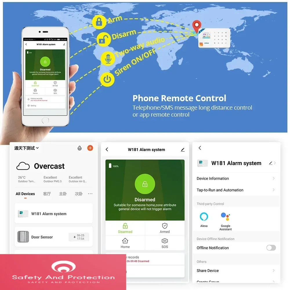 KERUI W181 Tuya Smart APP Home Wireless Alarm System WIFI GSM Security House Burglar Safety Alarm Indoor Outdoor Camera System