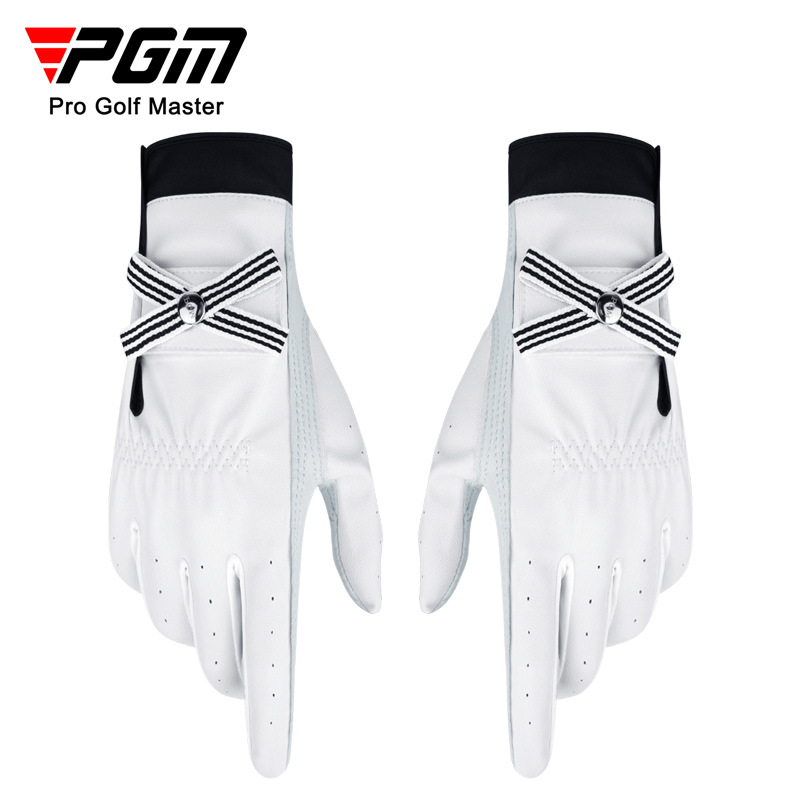 PGM Golf Gloves, Women's Leather Gloves Lambskin Velcro Non-Slip Sports Gloves