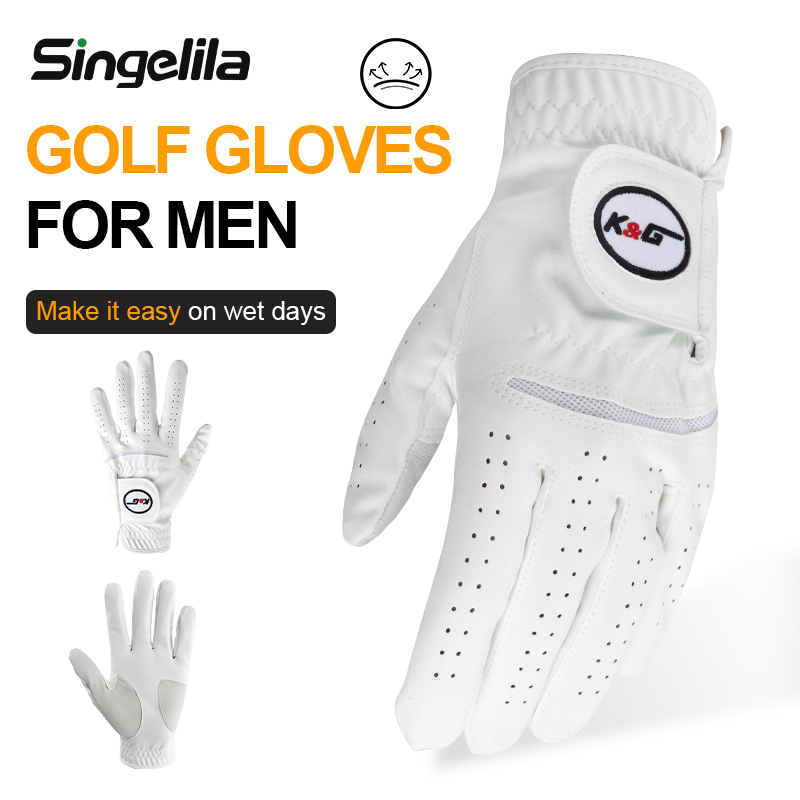 Singelila Golf Gloves Men's Left Hand Cabretta Leather Right Hand Golfer 1 Pack Men's Golf Gloves Non-slip All-weather Grip