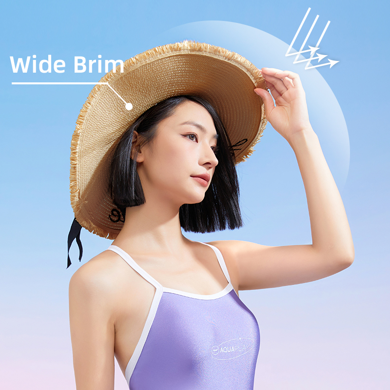 AquaPlay Resort Women Sun Hat Large Bow Beach Seaside Adjustable Outdoor Photo Hat Summer Foldable Portable Beach Hat
