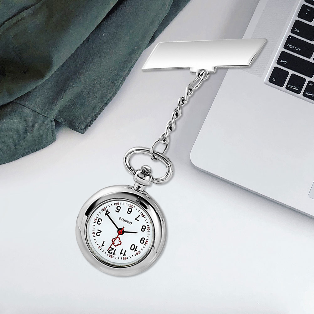 Stainless Steel Nurse Brooch Waterproof Medical Pocket Watch For Doctors Nurses Fob Watch With Pin Portable Timepiece Silver