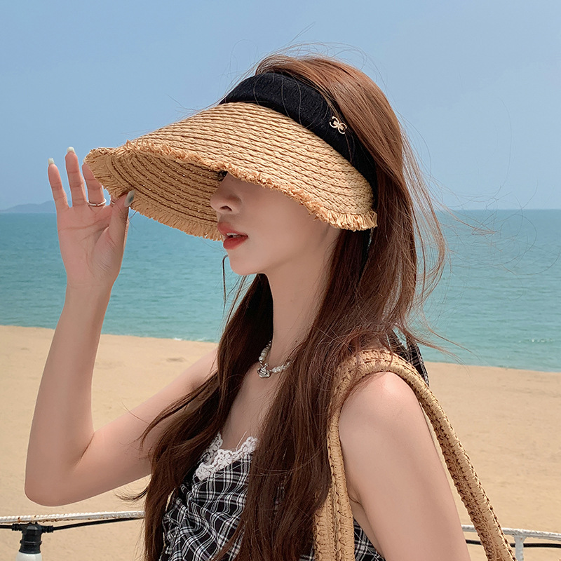 Summer Large Brim Straw Hollow Top Hat Outdoor Outing Beach Sunscreen Straw Hat Hundreds of fashionable sun hat children