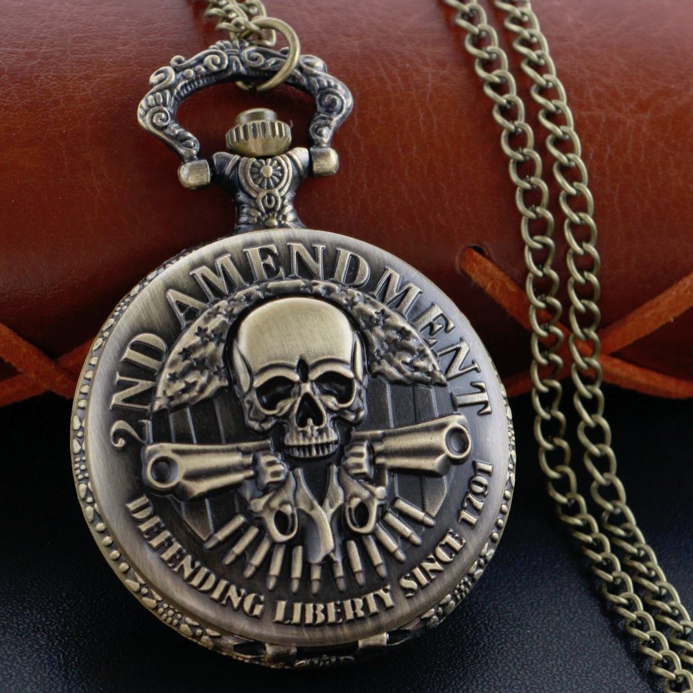 Rider Skull Quartz Pocket Watch Steampunk Necklace Clock Metal Stainless Steel Watch Pendant with Short Chain Gift Cf1223