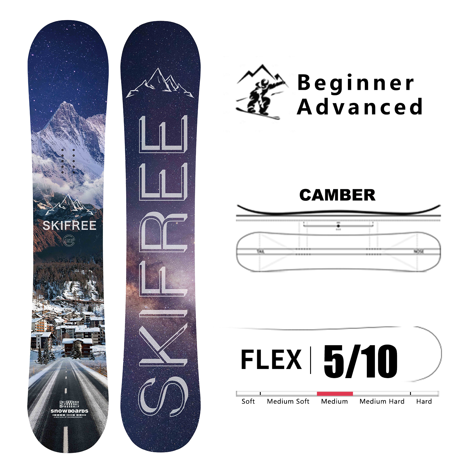 SKIFREE Snowboard LVCHENG 150/153/156/160/163CM