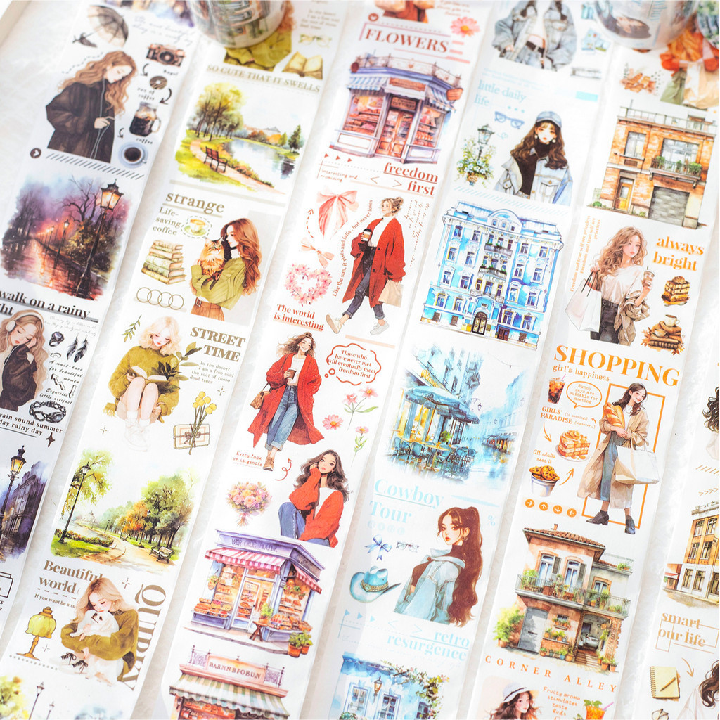 Journamm 50mm*2m Ins Washi Paper Tapes Decor Junk Journal DIY Scrapbooking School Supplies Collage Stationery Aesthetic Tapes