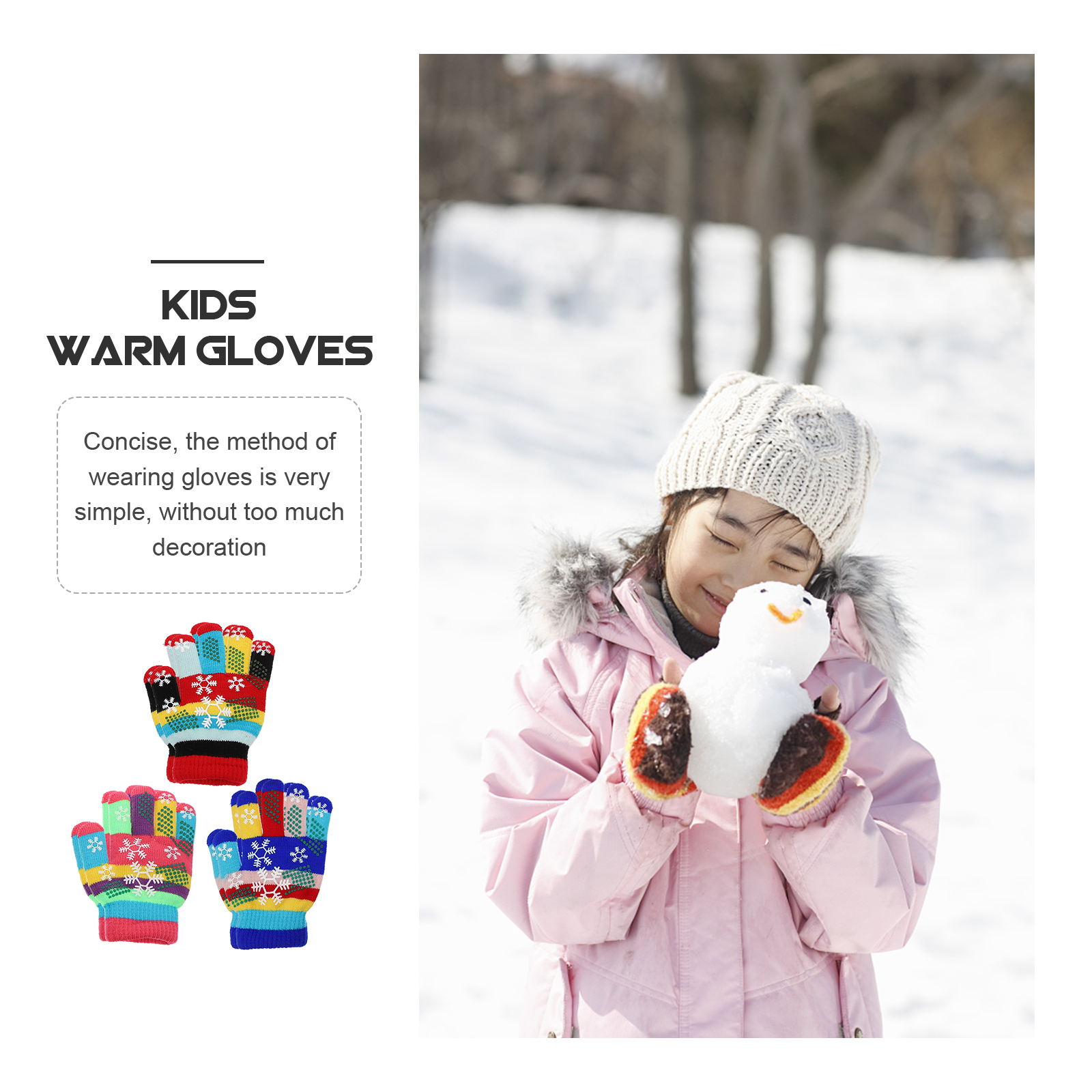 Warm Winter Gloves Kids Full Finger Cold proof Mittens for Outdoor Cycling Skiing Hiking Toddler Thumb Gloves Keep Warm
