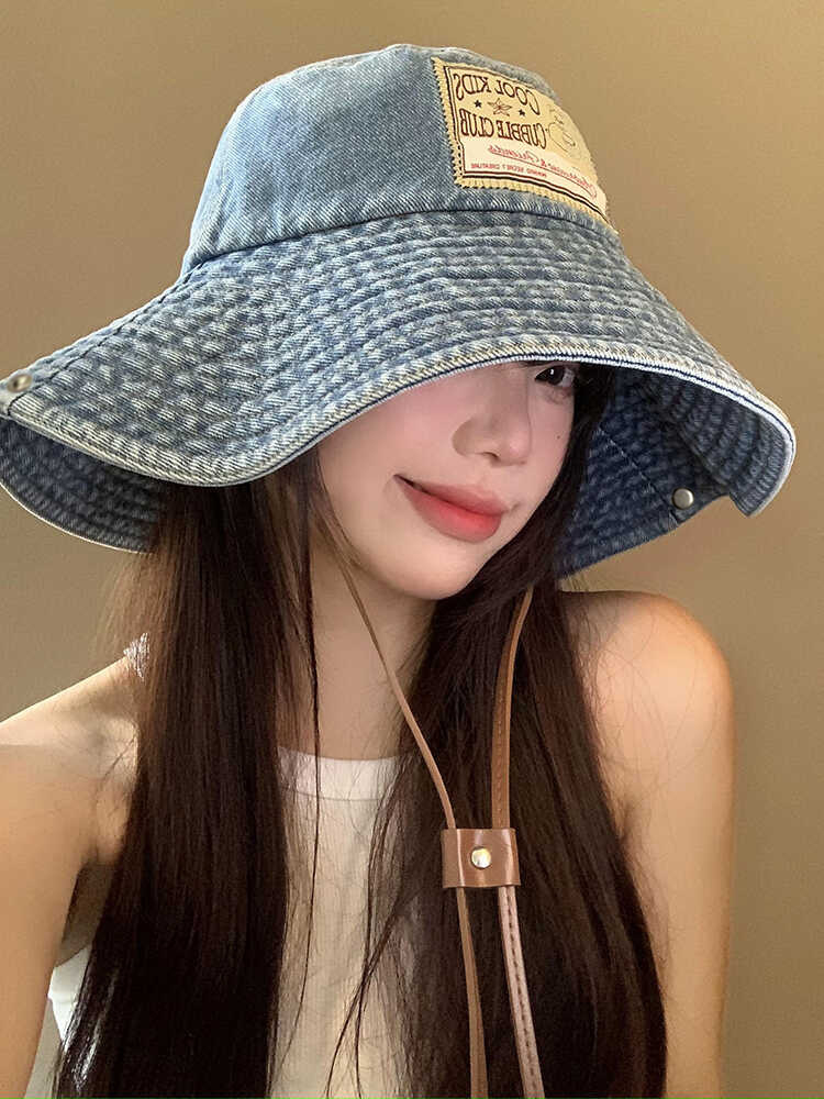 Hat Women Sunscreen Shade Hat Cowboy Fisherman Hat Outdoor Windproof Big Headband Sun Hat Printed Soft UPF50+
