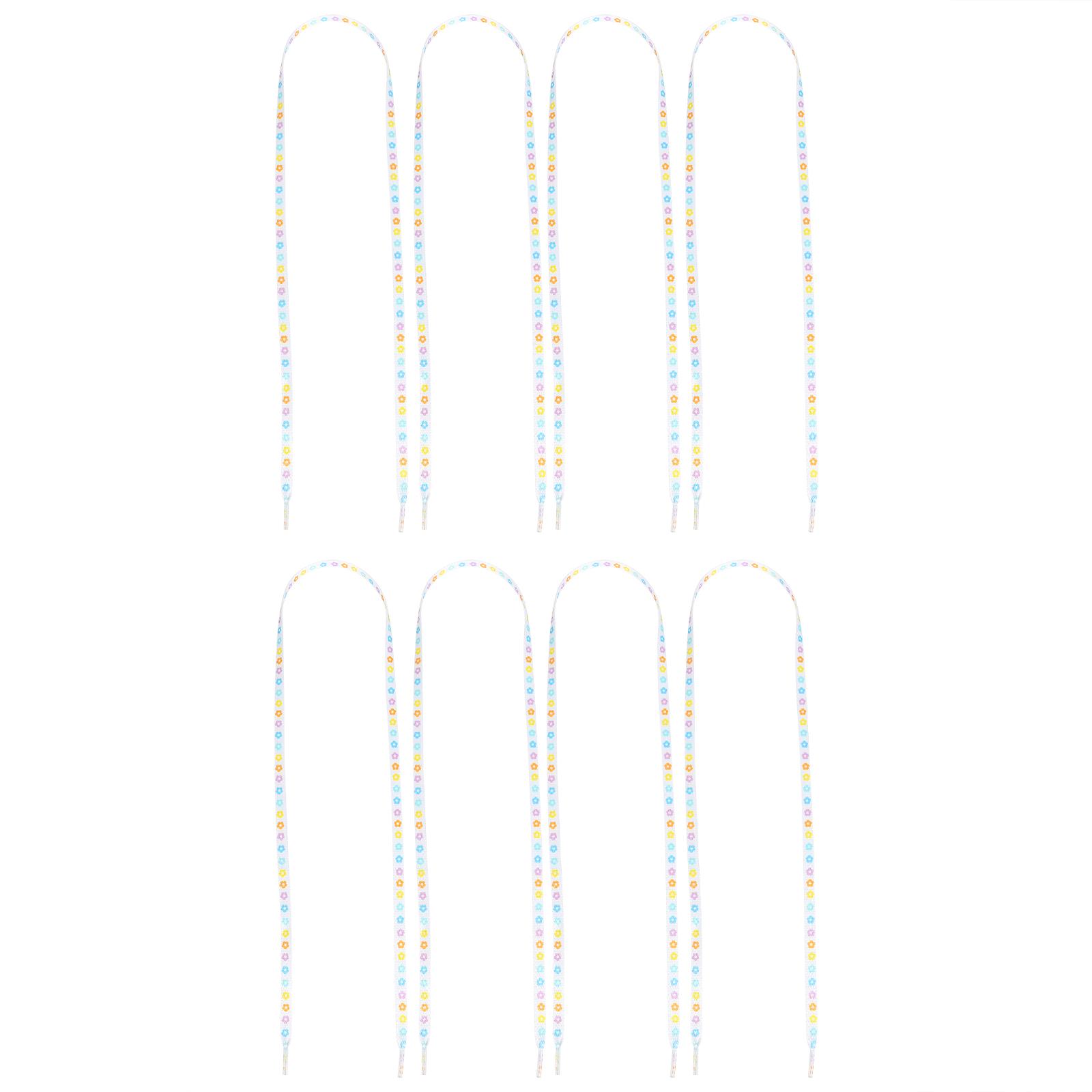 4 Pairs Printed Flower Shoelaces Ties Casual Shoes Sneakers Flat Laces Strong Sturdy DIY Accessories Elastic Pattern
