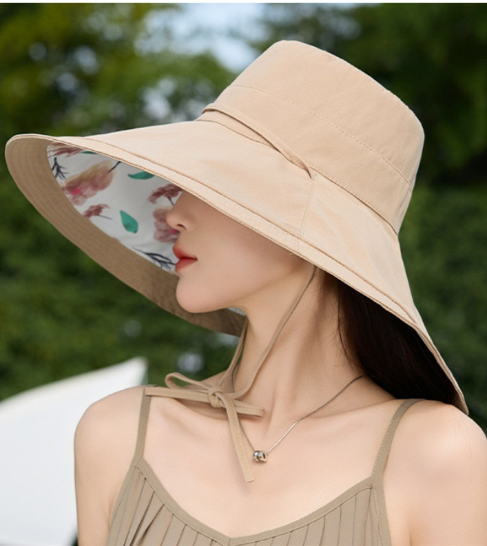 Double-sided Wear Large Brim Flower Cloth Sun Hat Women's Summer Hat Shade Hat UPF50+
