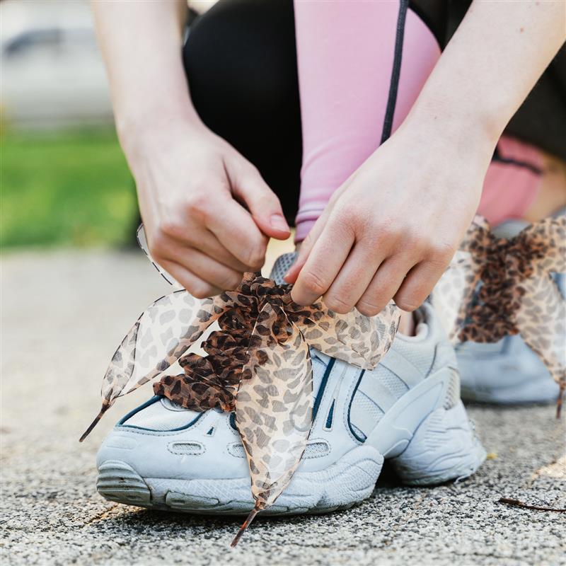 2pcs Leopard Print Shoelace Men's Sneakers Elastic Animal Shoes Women Polyester Shoelaces 4CM wide Laces Leopard laces
