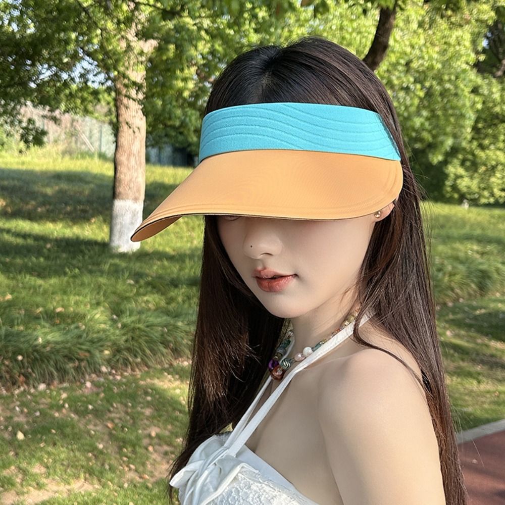 Ice Silk Summer Seamless Sun Hat Large Brim Adjustable Sunscreen Baseball Cap UV Protection Air Top Breathable Air Sun Hat