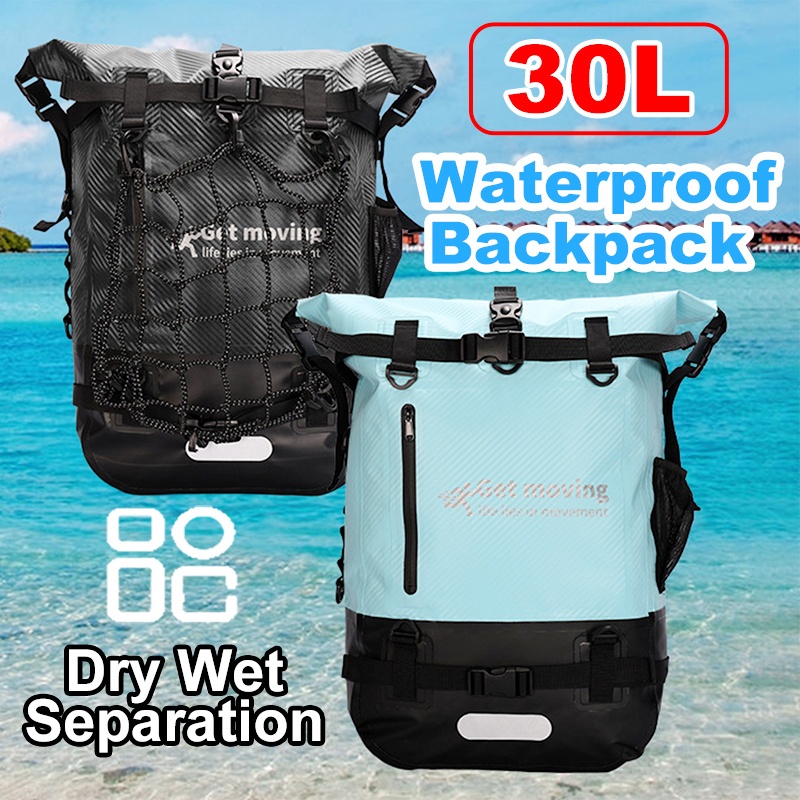 30L Lightweight Backpack with 4 Compartments Dry/Wet Separation  PVC Storage Detachable for Hiking Camping wim Bag Summer Use