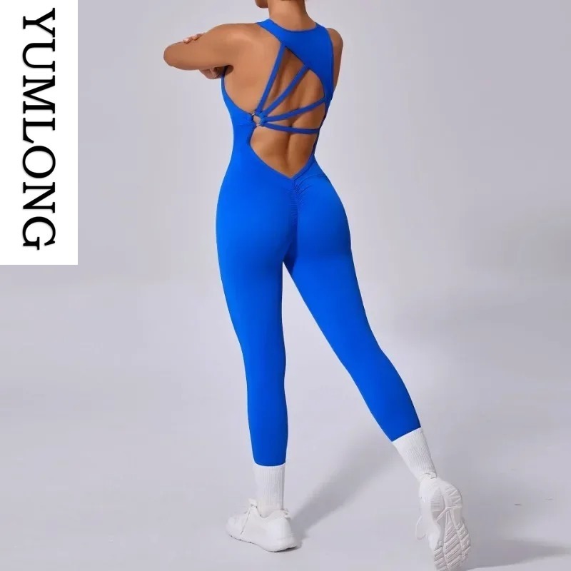 Seamless Yoga Bodysuit Sleeveless One-Piece Workout Activewear Stretch Gym Running Training Sportswear Tracksuit Fitness Outfit