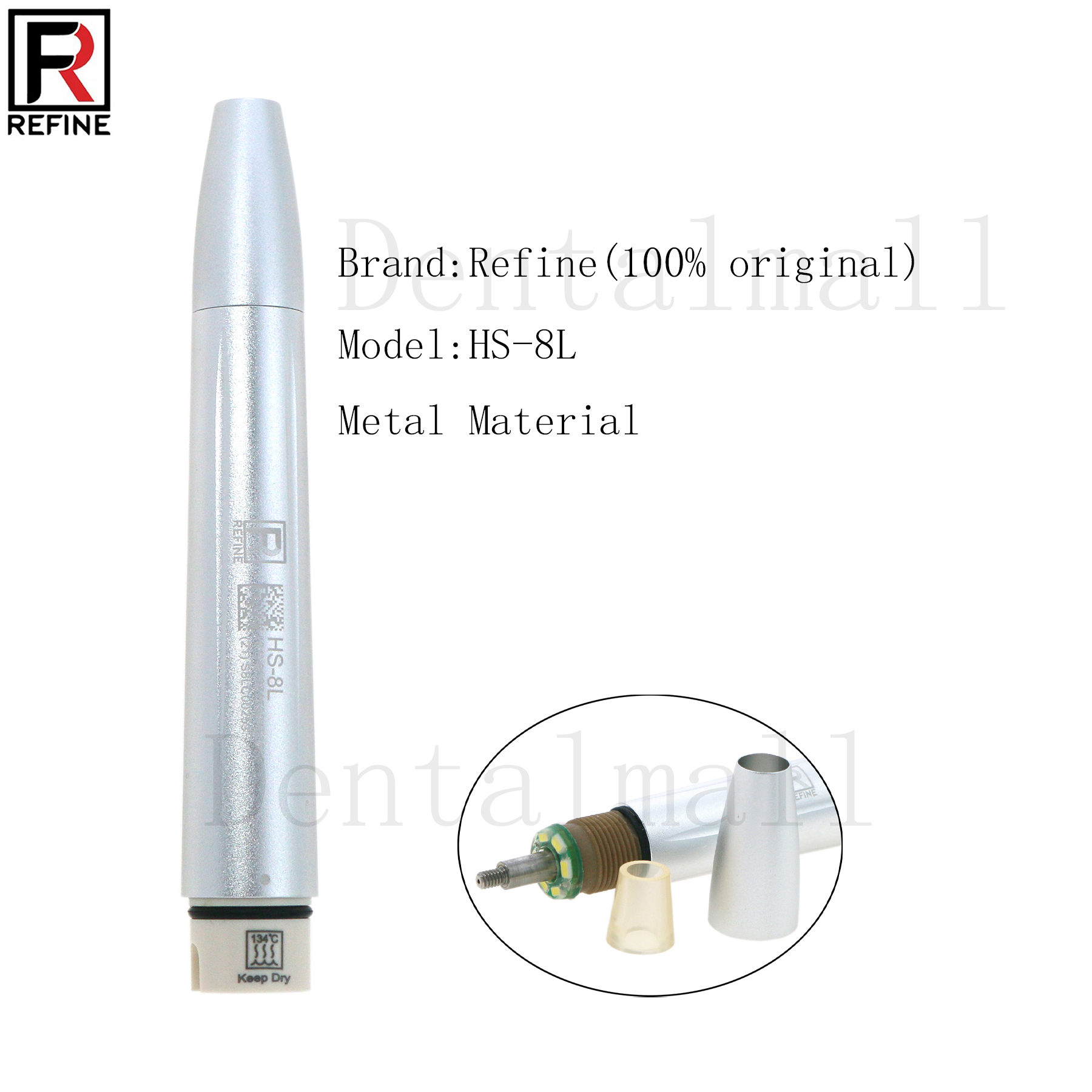 100% Original Dental Refine Ultrasonic Scaler Detachable LED Handpiece Metal HS-8L for Compatible DTE Scalers