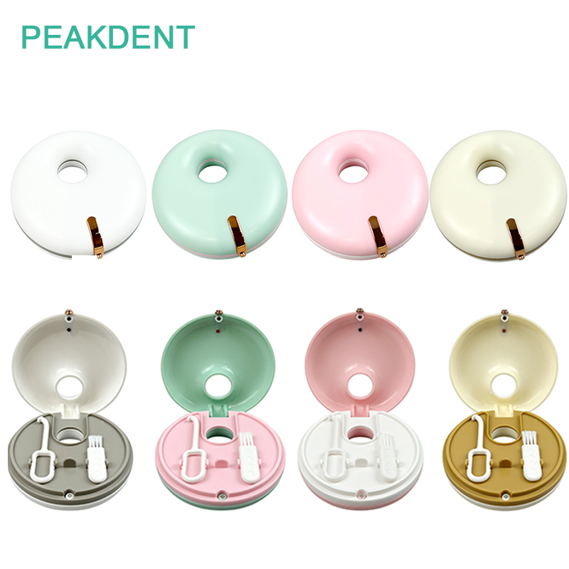 Two Layers Donut Shaped Braces Box Orthodontic Retainer Denture Bracket Storage Box Denture Container Braces Removal Tool