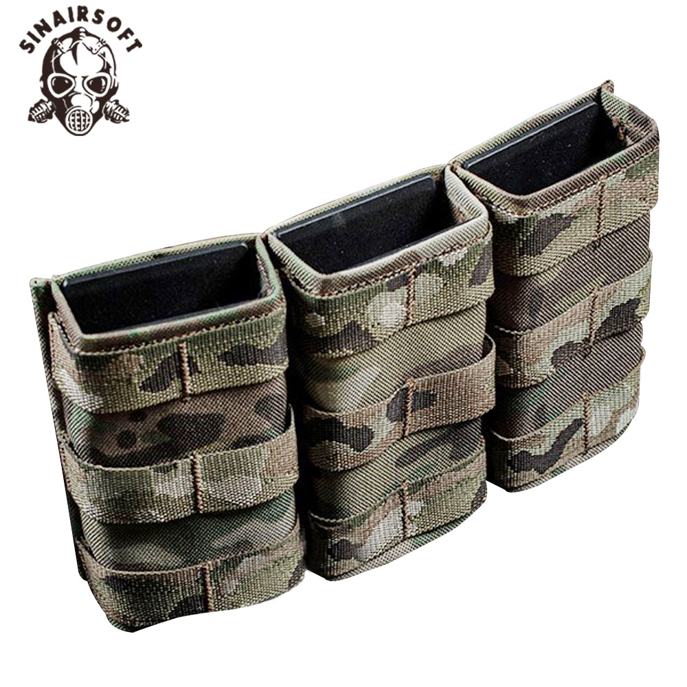 SINAIRSOFT Tactical FAST 5.56 Triple Mag Pouches Long AR15 M4 Rifle Pistol Magazine Holder Bag MOLLE Malice Clip Hunting Gear