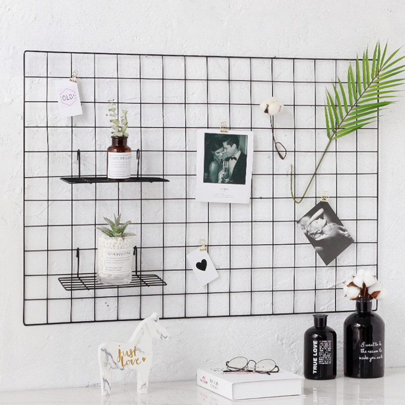 Iron Nordic Home Wall Holder Ins Decoration Grid Decor Photo Frame Postcard Diy Wall Art Display Storage Rack Shelf Organizer Sw