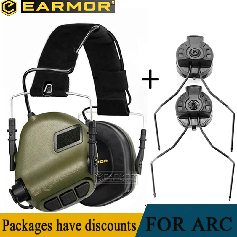 EARMOR-M31 Tactical Headset and ARC Rail Adapter, Helmet Mounting Kit, Airsoft Anti-Noise Earmuffs, Shooting Headset