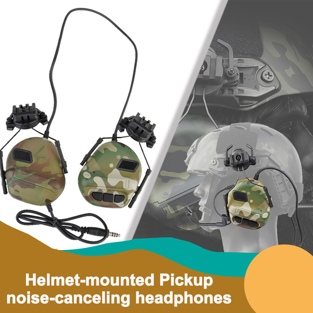 Tactical Helmet Headsets Airsoft Sound Pickup Noise Reduction Shooting Earpiece 360° Rotating Insulative Breathable Earphone