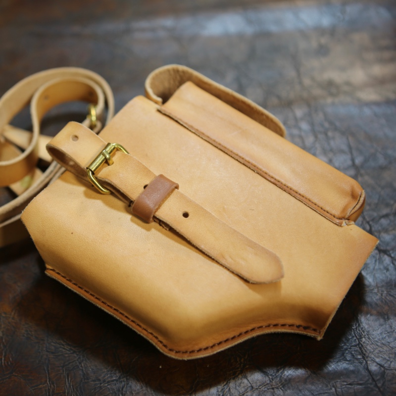 Vintage Cowhide Mauser C96 Pistol Pouch with Leather Strap and Magazine Pockets Purely Hand Sewn