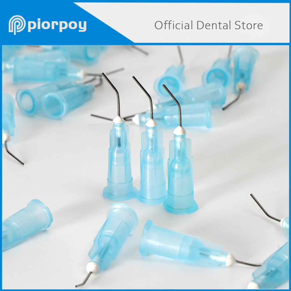 PIORPOY 100 Pcs/Bag Dental Pre Bent Flow Dispensing Needle Tips Disposable Dentistry Irrigation Tip 18/22/25G Dentists Goods