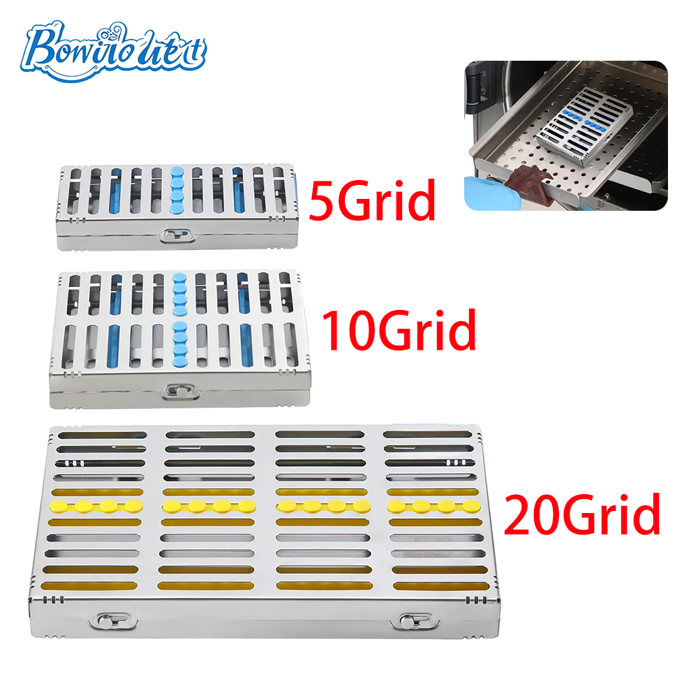 Bonito Dent Dental Sterilization Rack Surgical Autoclavable Sterilization Box Dental Cassette File Burs Disinfection Tray