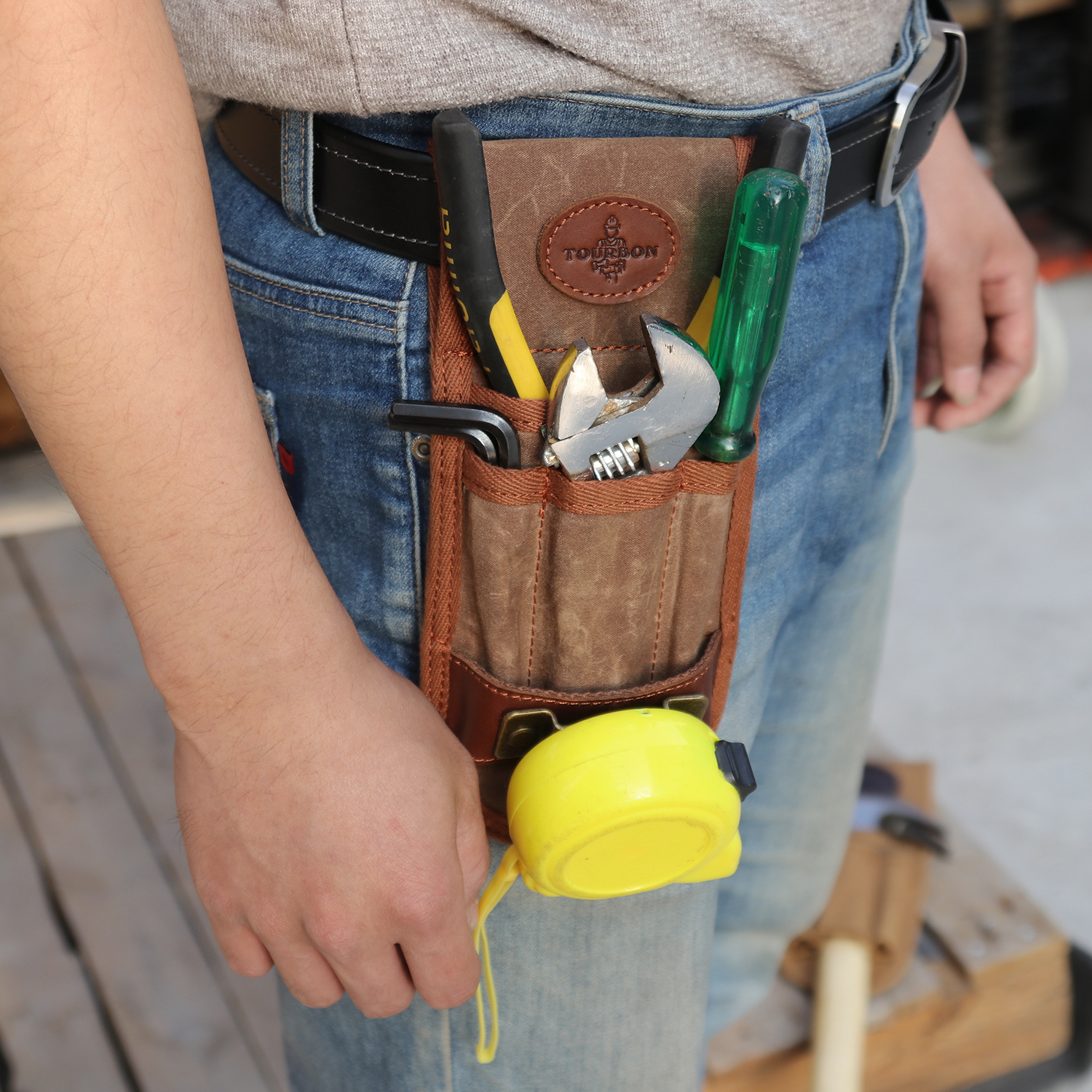 Tourbon Multifunction Waist Pouch Belt Pliers Screwdriver Electrician Tool Tape Measure Holder Carpenter Storage Organizer