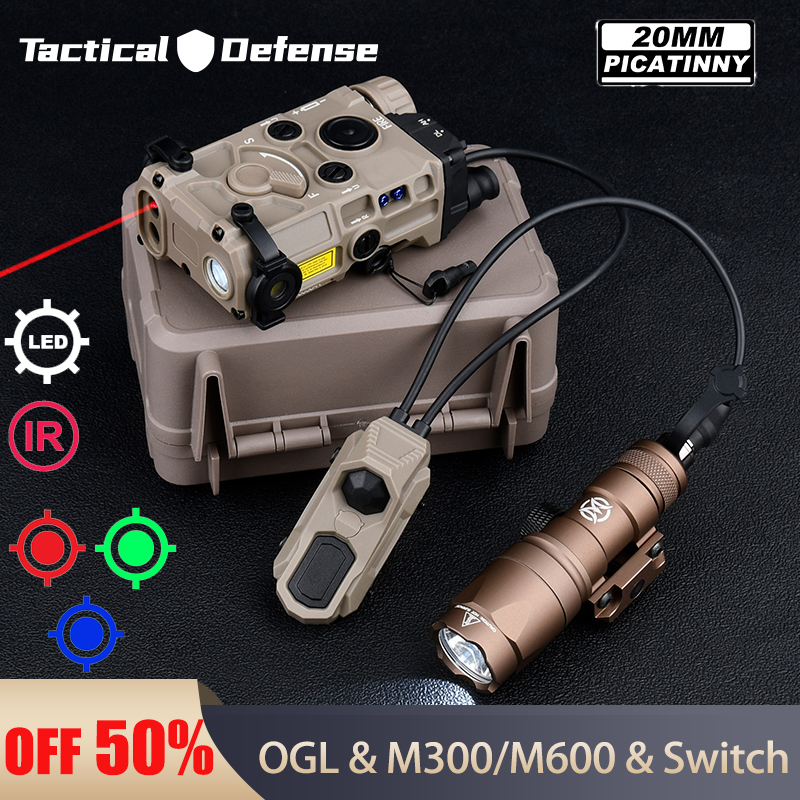 Tactical Hunting OGL NGAL Red Green Blue Surefir M300 M600 Airsoft Scout Light AXON Dual Switch Fit Mlok Keymod 20mm Rail