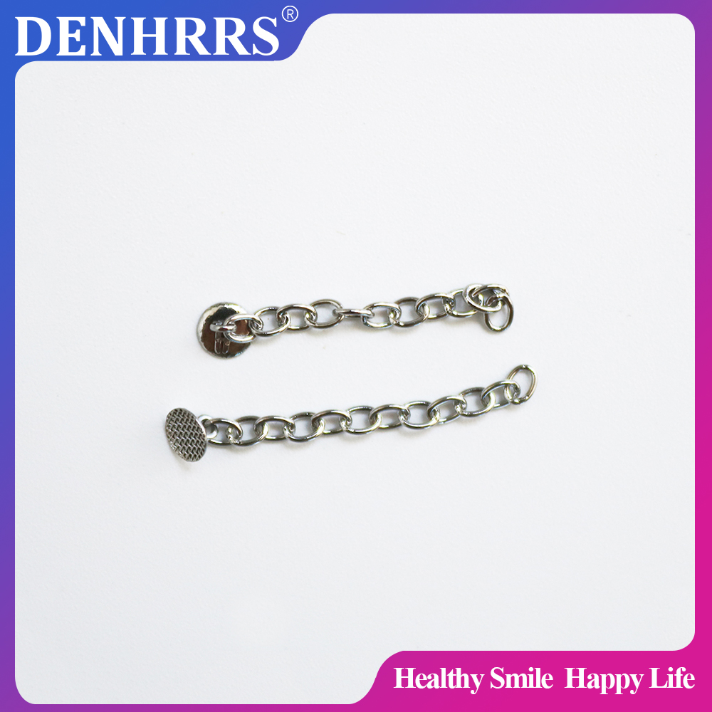 2Pcs/Pack Dental Orthodontic Lingual Button Chain Gold Silver Plated Mesh Round Base