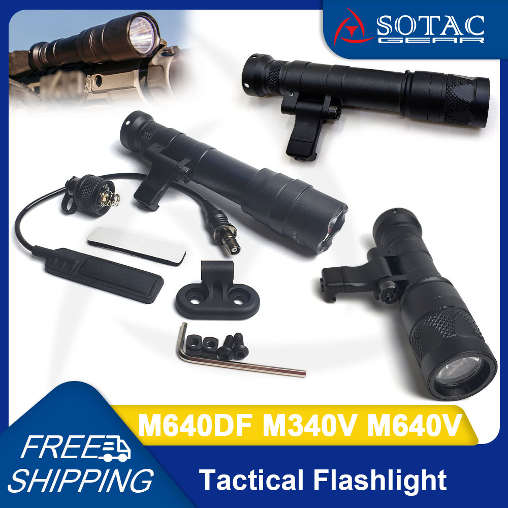 SOTAC Tactical Gear M640V M640DF M340V Flashlight LED Weapon Scout Light with Remote Pressure Switch Fit 20mm Rail