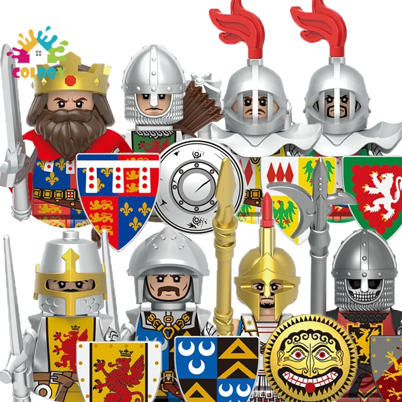 Kids Toys Medieval Knights Building Blocks Armor Guard Warriors King Mini Action Figures Toys For Kids Birthdays Gifts