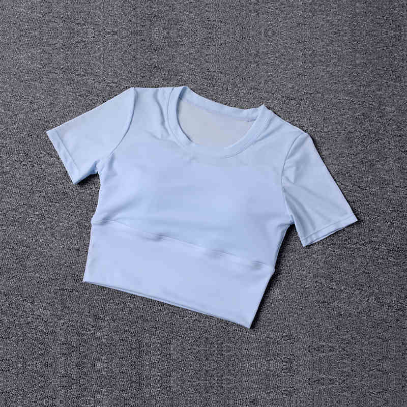 Women's Tight Yoga Crop Tops Short Sleeve Breathable Sports Fitness T-Shirts Comfortable Spandex for Spring Winter Workouts