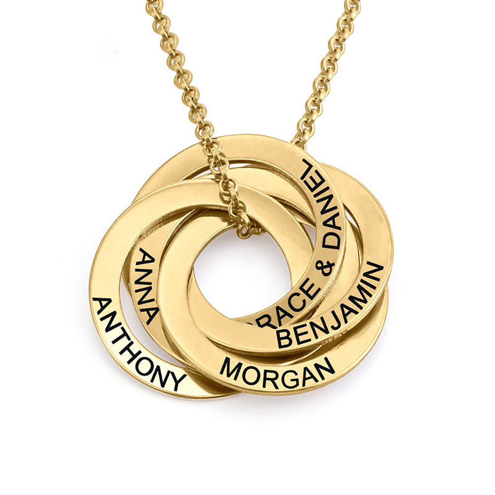 Mothers Day Gifts for Mom Personalized Engraved Children Name Circle Necklace Custom Multi-Name Linked Circle Family Necklace