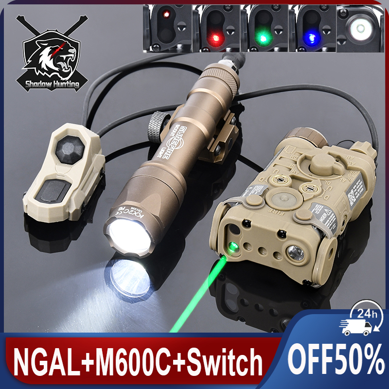Tactical Airsoft NGAL Laser M600C Surefir Flashlight Red Green Blue IR Pointer Indicator Hunting Scout Weapon Light With Switch