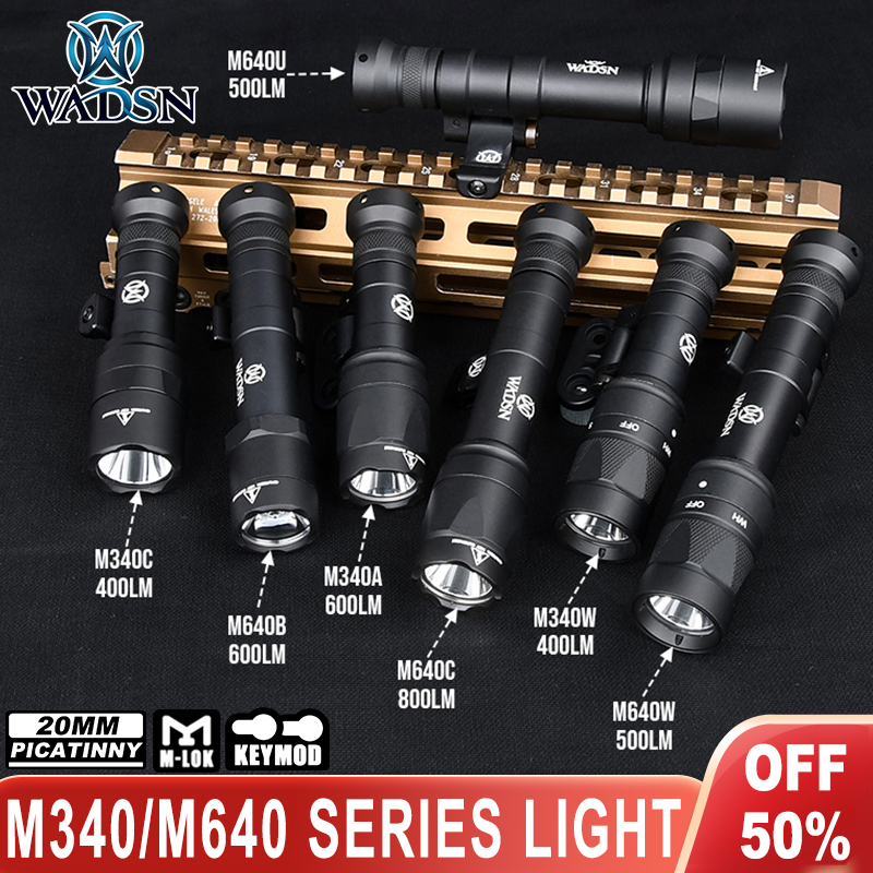 Wadsn Tactical M640C M640U M640W M340W Strobe Flashlight Airsoft M300B M600C Metal Hunting Scout Light for Mlok Keymod 20mm Rail