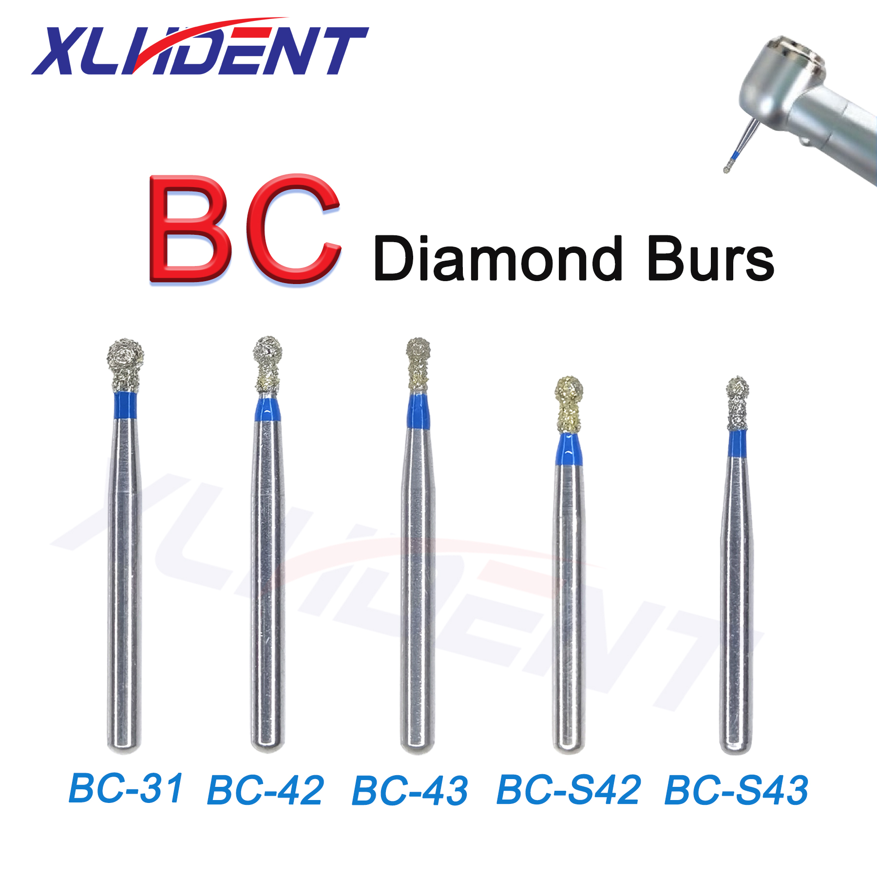Dental Diamond Burs High Speed FG 1.6mm Ball Collar Type Dental Burs Dentistry Materials Dental Diamond Cutters 10Pcs/Pack