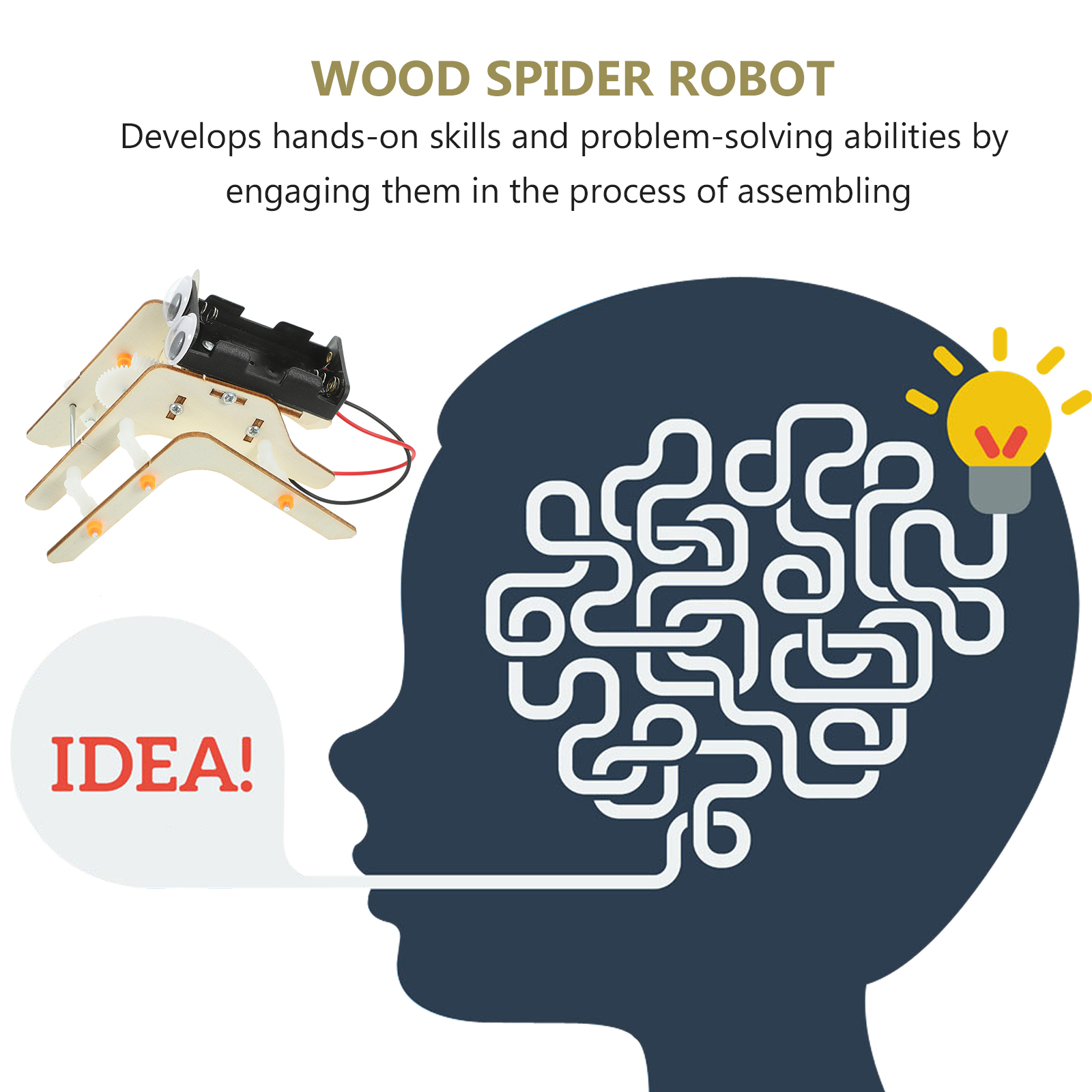 1 set Spider Robot 1 Set Diy Spider Robot Wooden Kits Assembly Toy Kids Science Toy Educational Material 3d Model Building