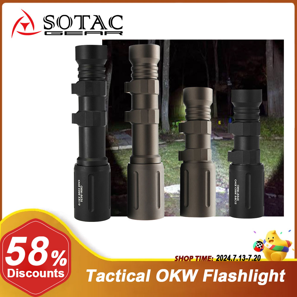 SOTAC Tactical Flashlight OKW 18650 18350 Weapon Hunting Light 680 Lumen  Fit 20mm Rail
