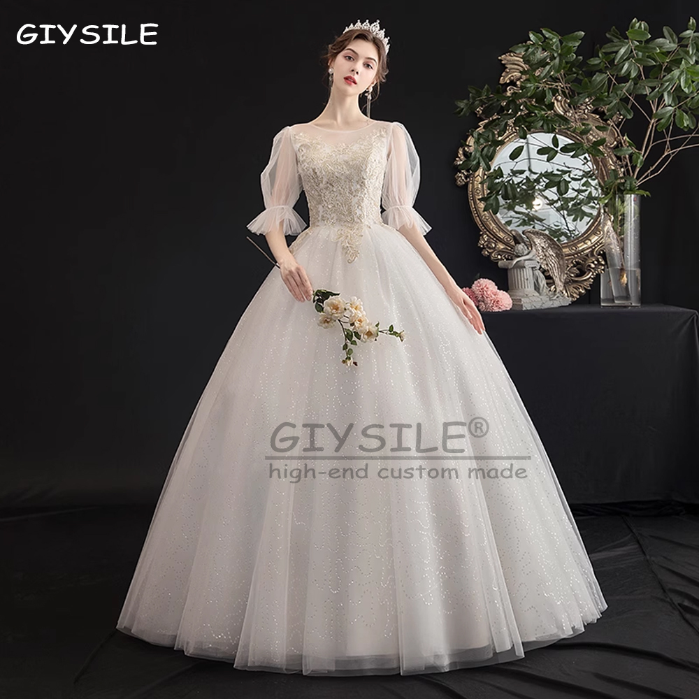 GIYSILE Customized Vintage Wedding Dresses 2025 Wedding Dress Full Flare Sleeve Lace Embroidery Princess Vestidos De Novia Boda
